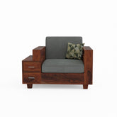 Woodora Solid Sheesham Wood Single Seater Sofa (Natural Finish)